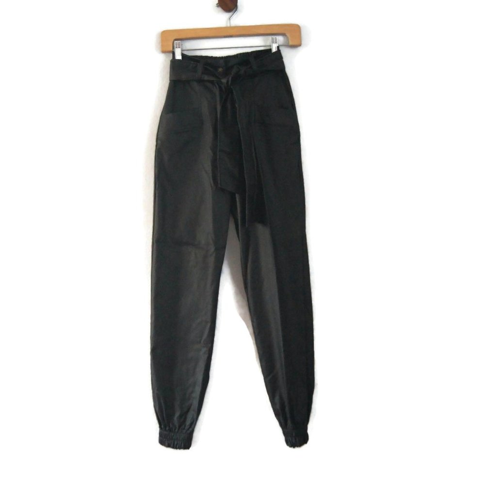 ITOO Pants Made in Italy Size M Women's Eastic Ankle Faux Leather